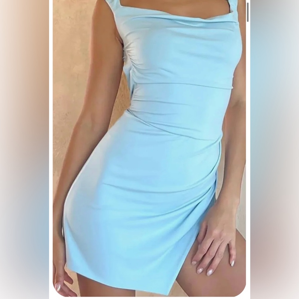 Tiger Mist Baby Blue Backless Dress